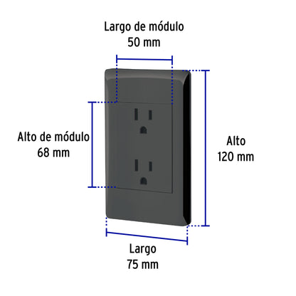 Placa armada negra contacto dúplex 3 módulos, Lisboa | CODO-LN | 47902