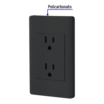 Placa armada negra contacto dúplex 3 módulos, Lisboa | CODO-LN | 47902