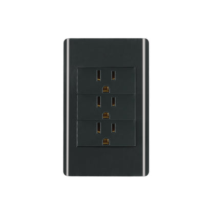 Placa armada negra 3 contactos 1 módulo, Lisboa, Volteck | PA-COTR-LN | 47903