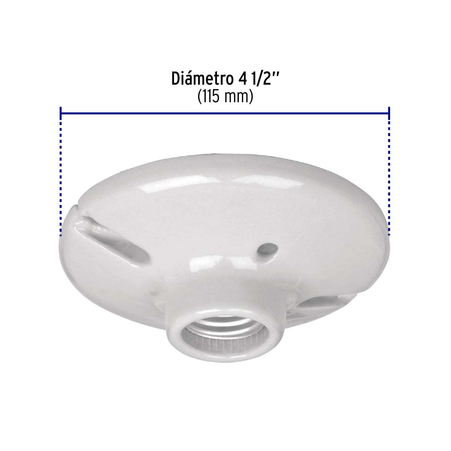 Portalámpara de porcelana, 4-1/2', redonda, a granel Volteck | POPO-18G | 47915