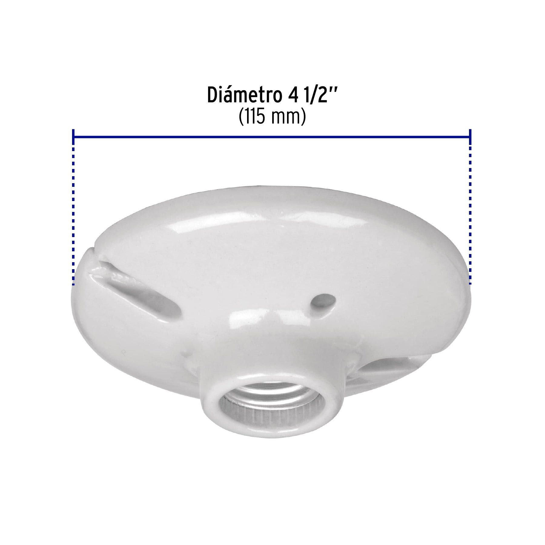 Portalámpara de porcelana, 4-1/2', redonda, a granel Volteck | POPO-18G | 47915