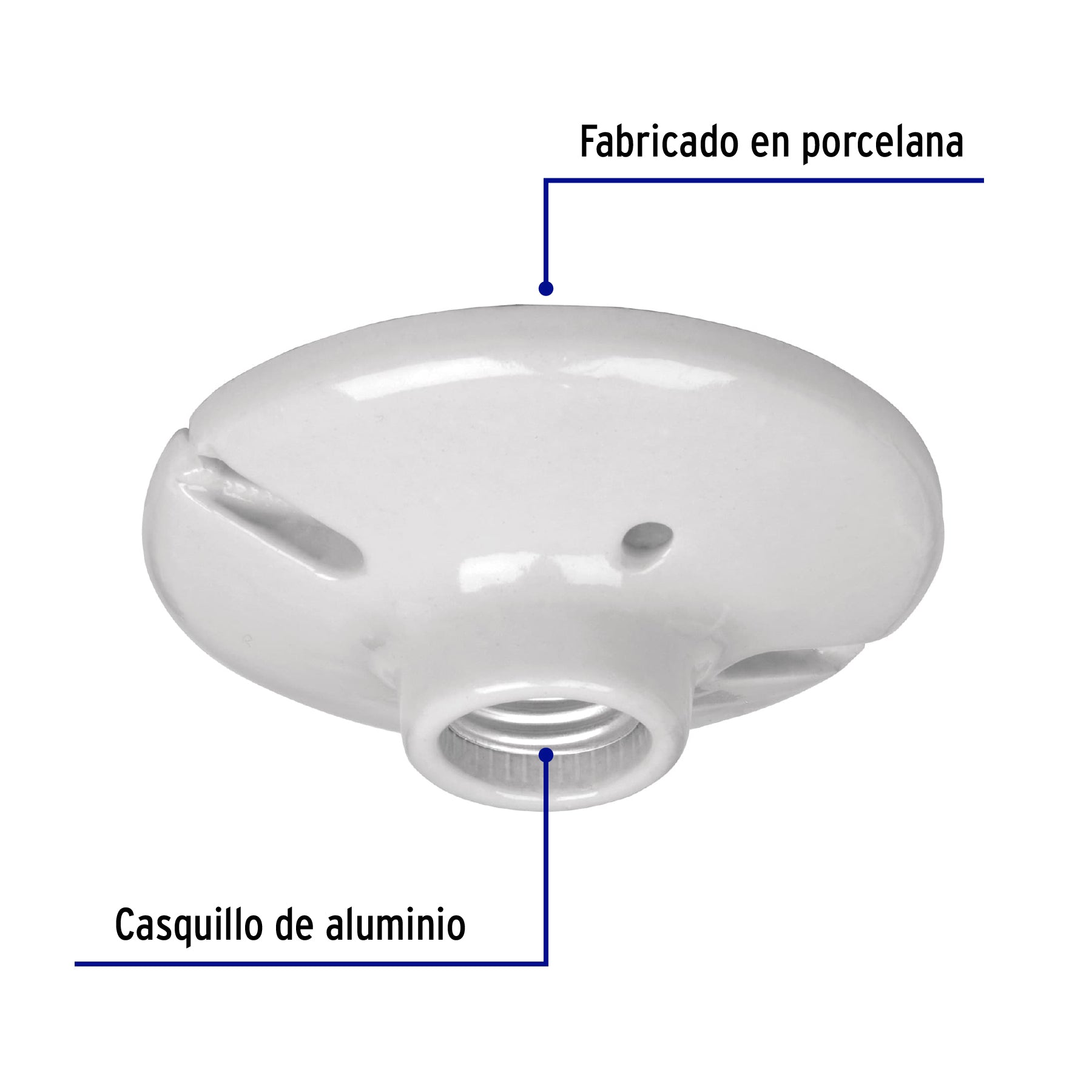 Portalámpara de porcelana, 4-1/2', redonda, a granel Volteck | POPO-18G | 47915