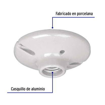 Portalámpara de porcelana, 4-1/2', redonda, a granel Volteck | POPO-18G | 47915