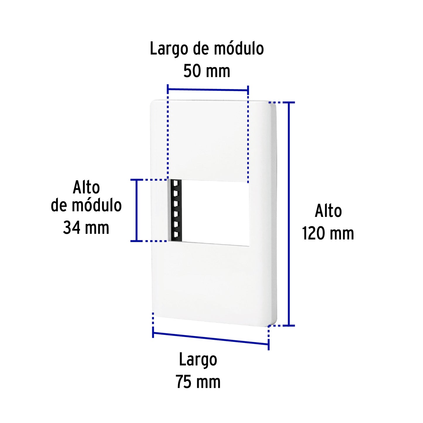Placa blanca de 1 ventana 1.5 módulos, línea Lisboa, Volteck | PPSE15-LB | 47938