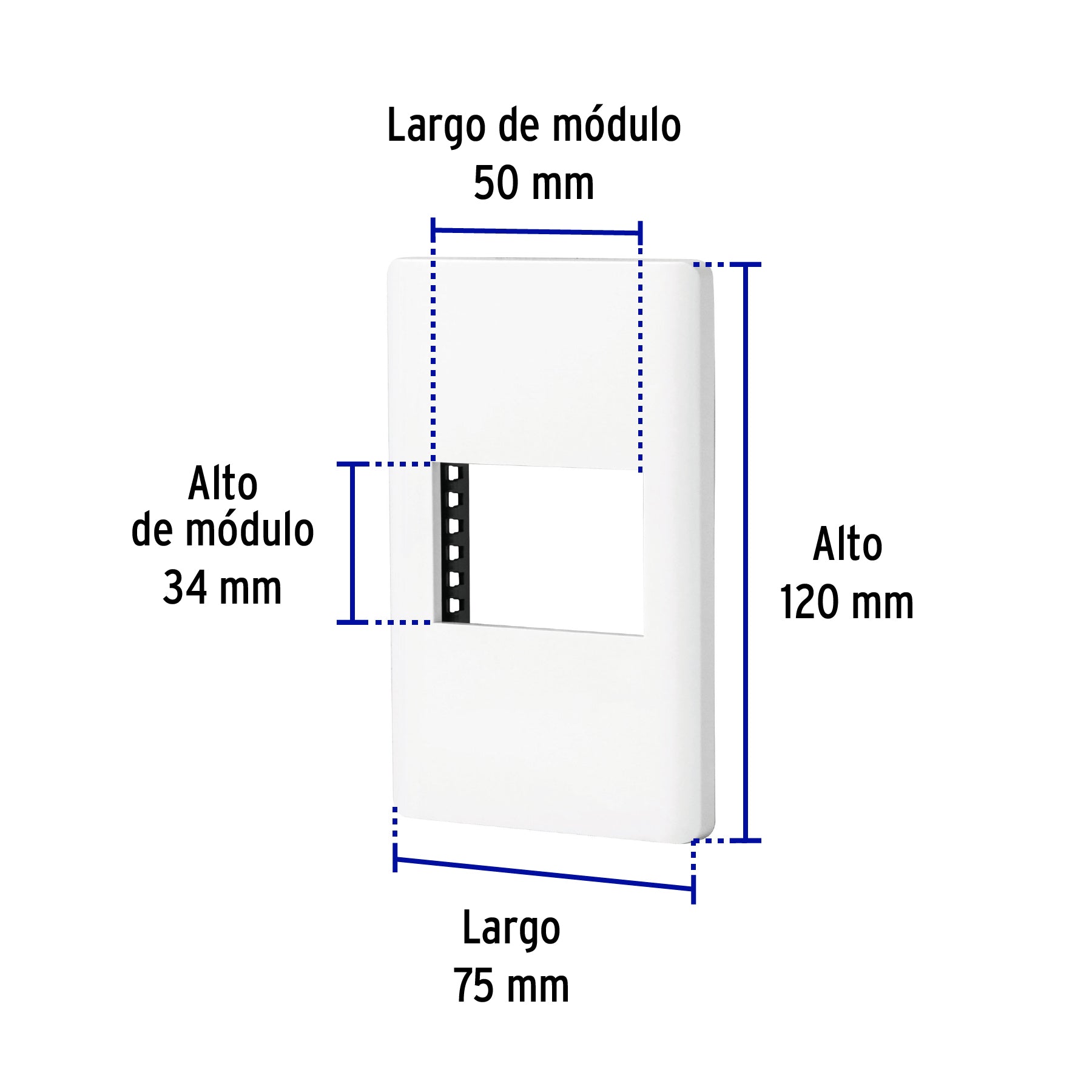 Placa blanca de 1 ventana 1.5 módulos, línea Lisboa, Volteck | PPSE15-LB | 47938