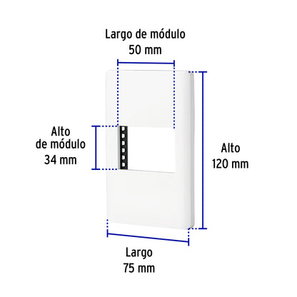 Placa blanca de 1 ventana 1.5 módulos, línea Lisboa, Volteck | PPSE15-LB | 47938
