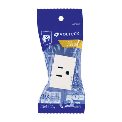 Contacto aterrizado blanco de 1.5 módulos, línea Lisboa | COA15-LB | 47948