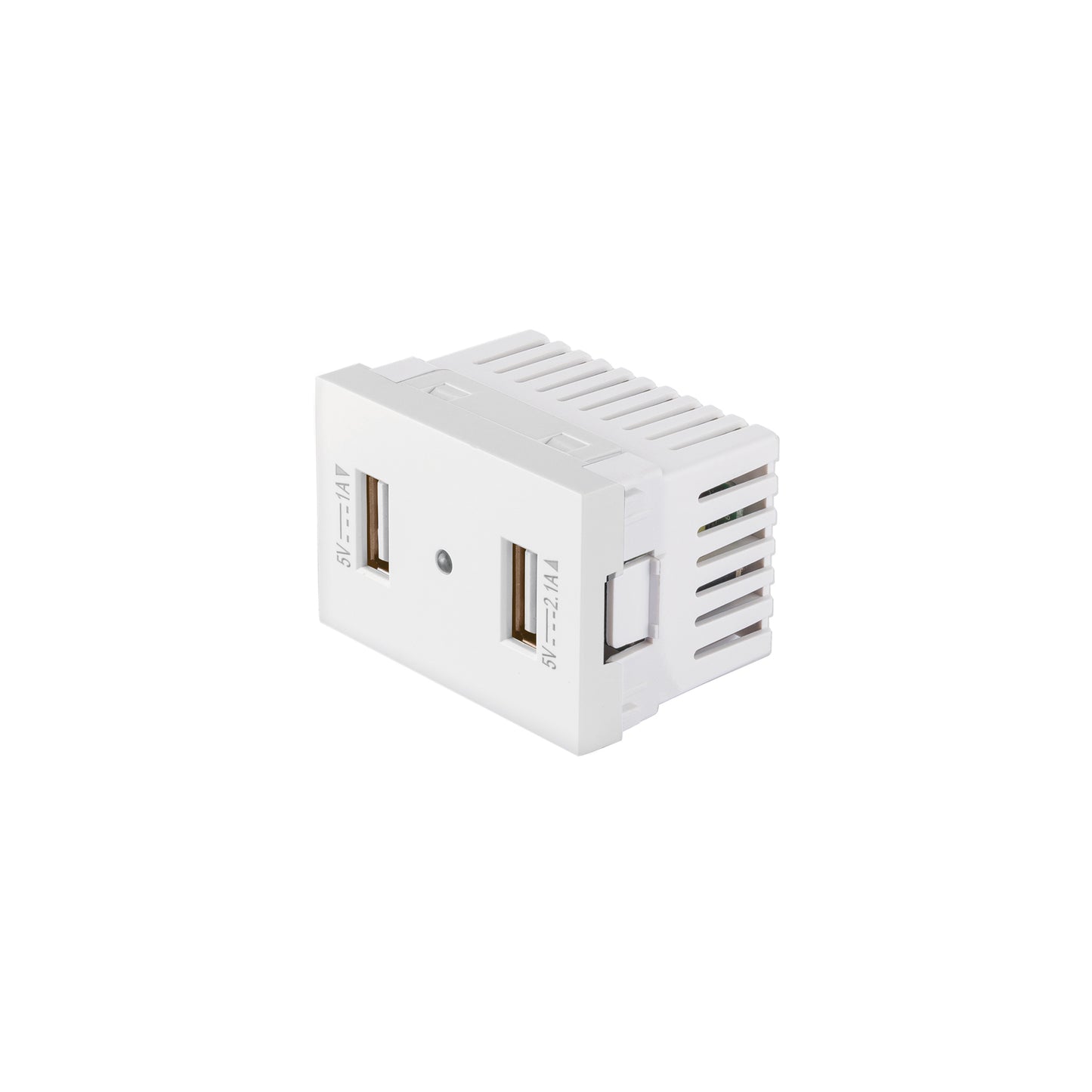 Toma con 2 puertos USB blanco de 1.5 módulos, línea Lisboa | C2USB-LB | 47949