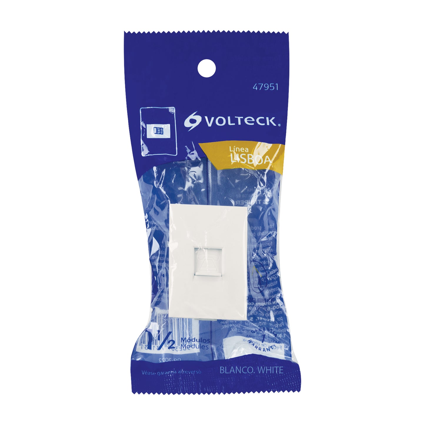 Toma de teléfono blanco de 1.5 módulos, línea Lisboa | TE15-LB | 47951