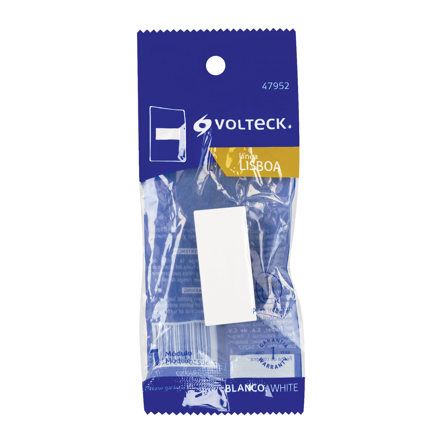 Tapón ciego blanco de 1 módulo, línea Lisboa, Volteck | TA-LB | 47952