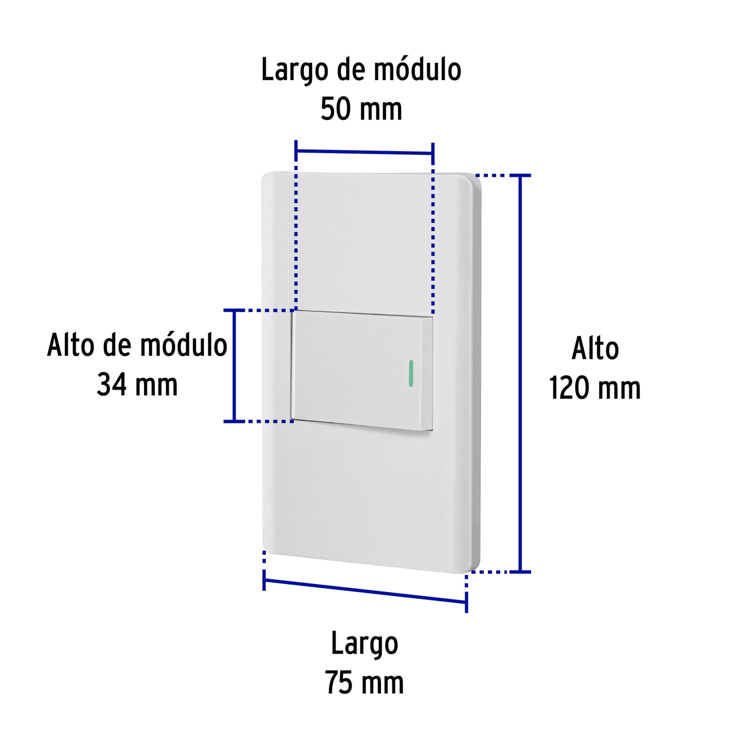 Placa armada blanca 1 interruptor 1.5 módulos, Lisboa | PA-APSE15-LB | 47958