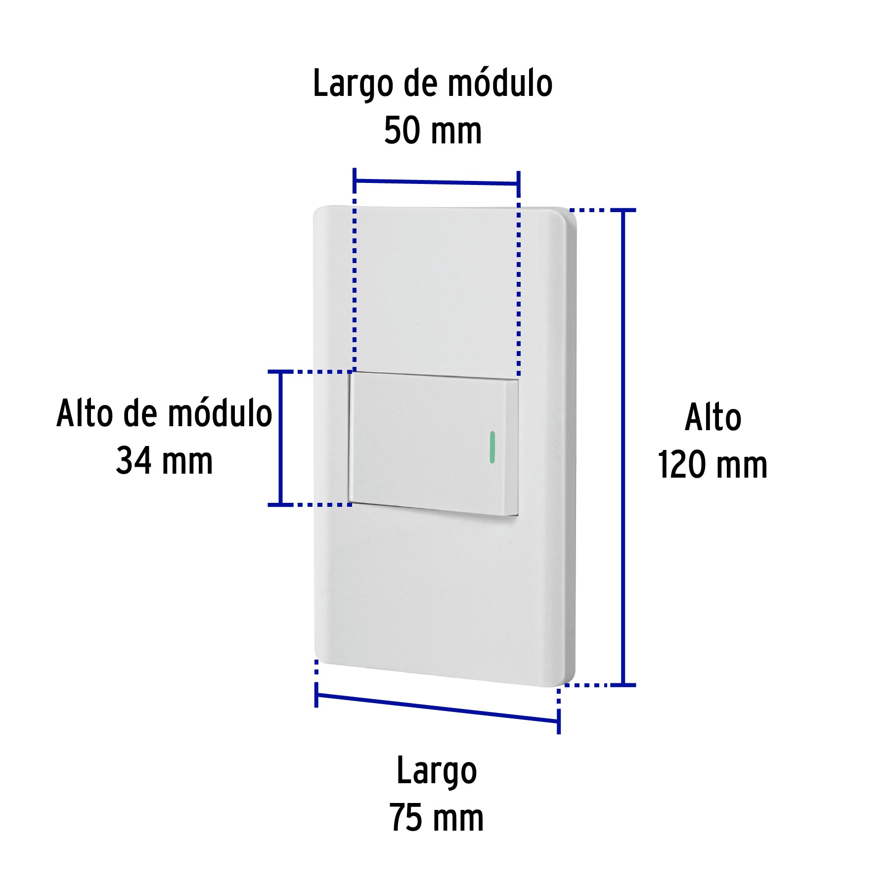 Placa armada blanca 1 interruptor 1.5 módulos, Lisboa | PA-APSE15-LB | 47958