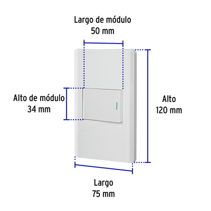 Placa armada blanca 1 interruptor 1.5 módulos, Lisboa | PA-APSE15-LB | 47958
