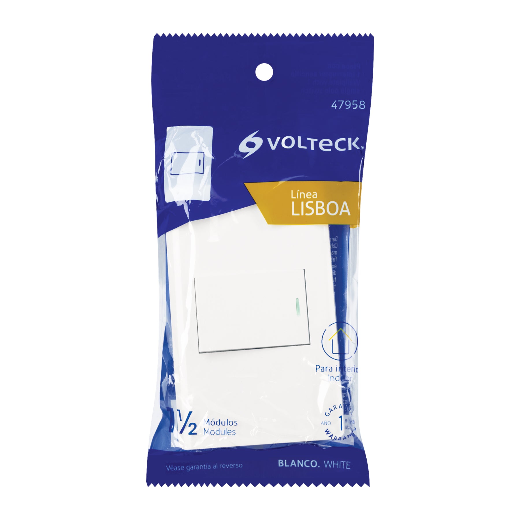 Placa armada blanca 1 interruptor 1.5 módulos, Lisboa | PA-APSE15-LB | 47958