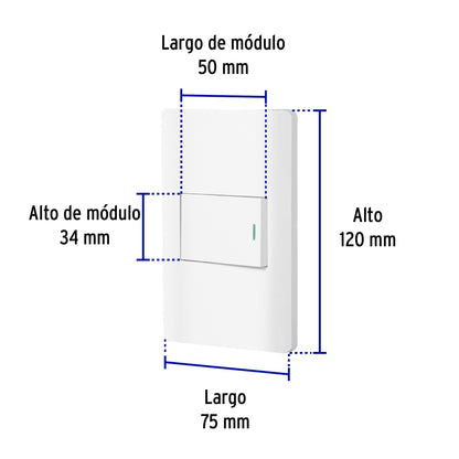 Placa armada blanca 1 interruptor de 3 vías 1.5 mód, Lisboa | PA-APSE15-ELB | 47959