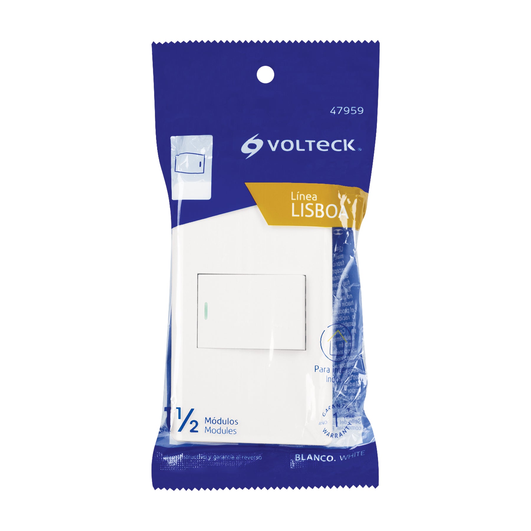 Placa armada blanca 1 interruptor de 3 vías 1.5 mód, Lisboa | PA-APSE15-ELB | 47959