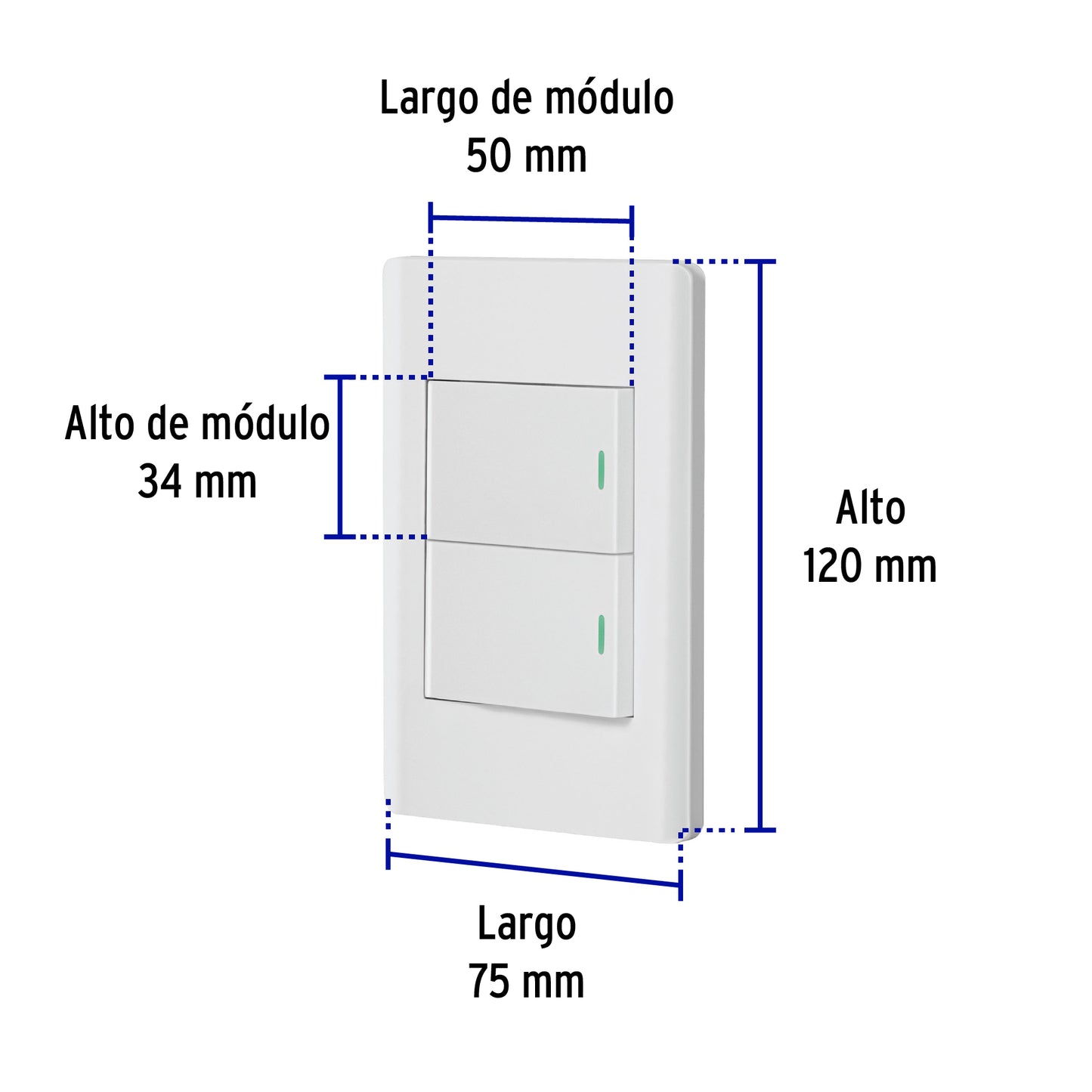 Placa armada blanca 1 interruptor y 1 de 3vías 1.5mód, Lisbo | PA-APDO15-ELB | 47961