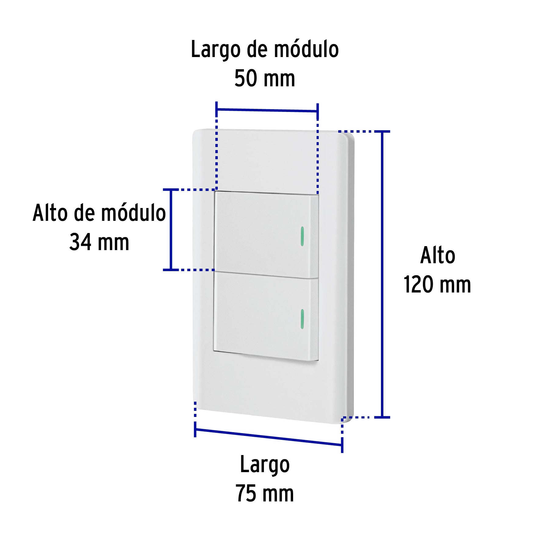 Placa armada blanca 1 interruptor y 1 de 3vías 1.5mód, Lisbo | PA-APDO15-ELB | 47961