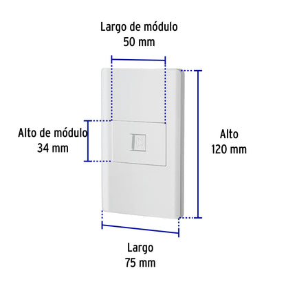 Placa armada blanca 1 toma para teléfono 1.5 mód, Lisboa | PA-TE-LB | 47964