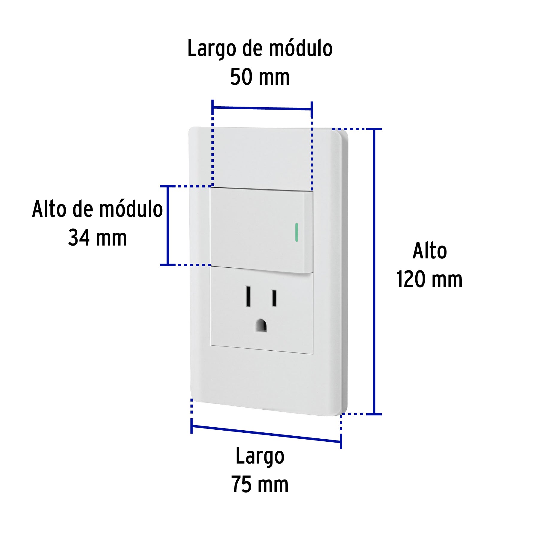 Placa armada blanca interruptor y contacto 1.5 mód, Lisboa | PA-APCO15-LB | 47966