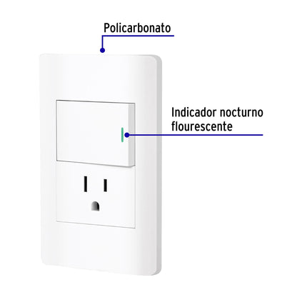 Placa armada blanca interruptor y contacto 1.5 mód, Lisboa | PA-APCO15-LB | 47966