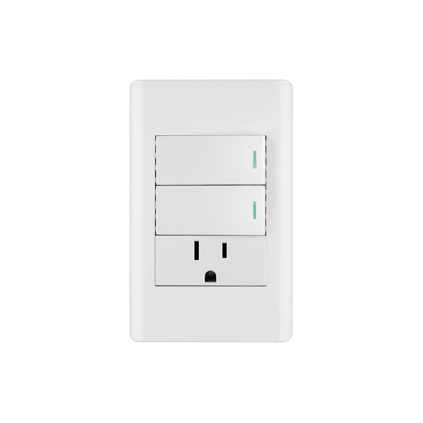 Placa armada blanca 2 interruptores y contacto 1 mód,Lisboa | PA-APCO-L2B | 47967