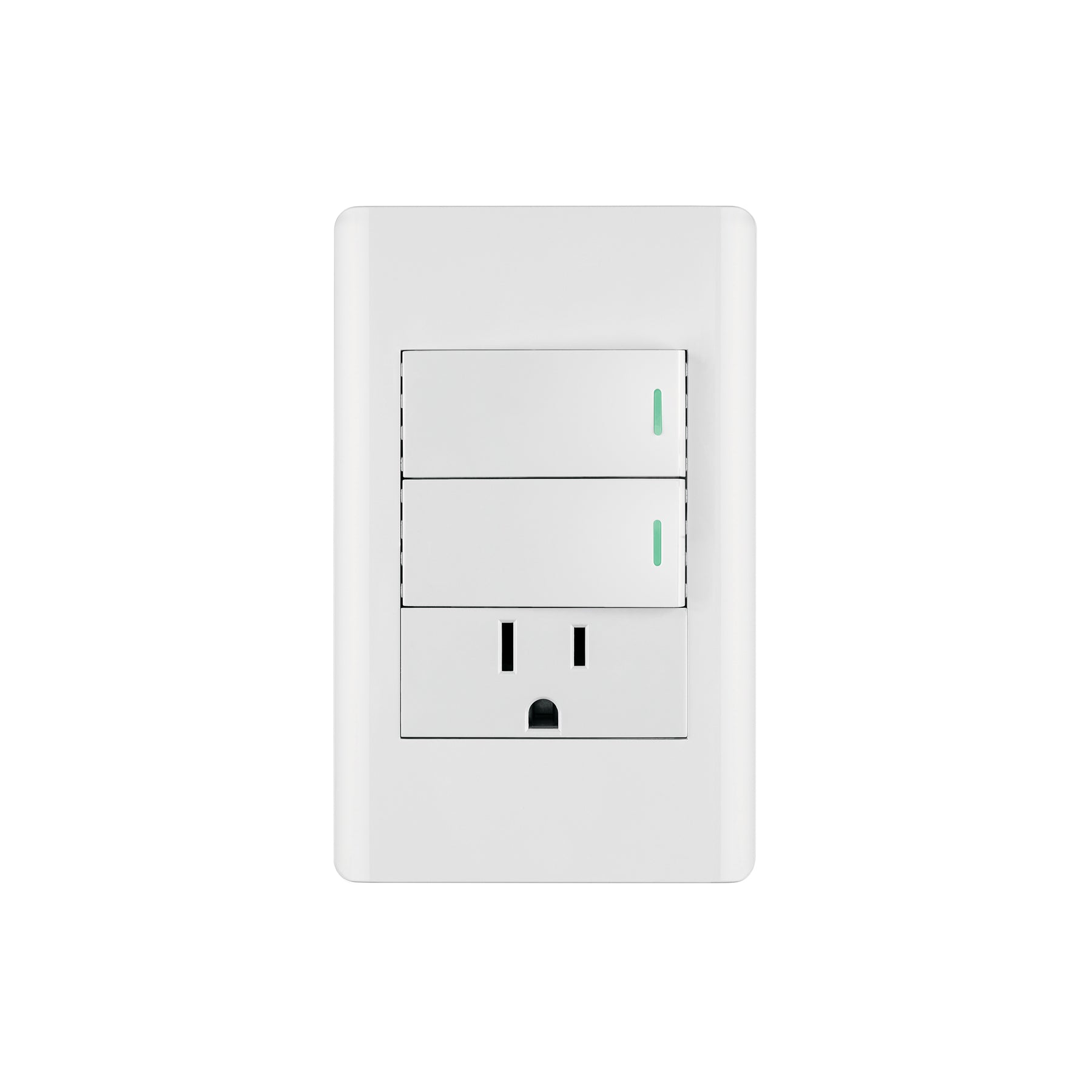 Placa armada blanca 2 interruptores y contacto 1 mód,Lisboa | PA-APCO-L2B | 47967