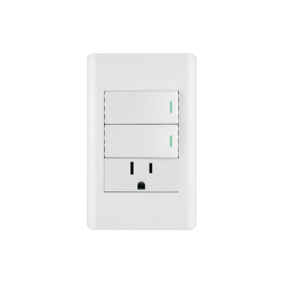 Placa armada blanca 2 interruptores y contacto 1 mód,Lisboa | PA-APCO-L2B | 47967
