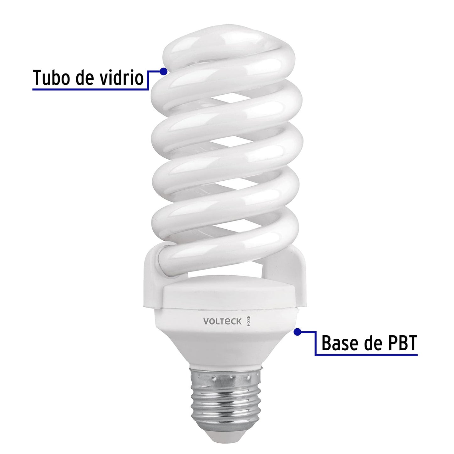 Pack 2 lámparas espiral T4 28 W luz de día, blíster, Volteck | F-28EX2 | 48004