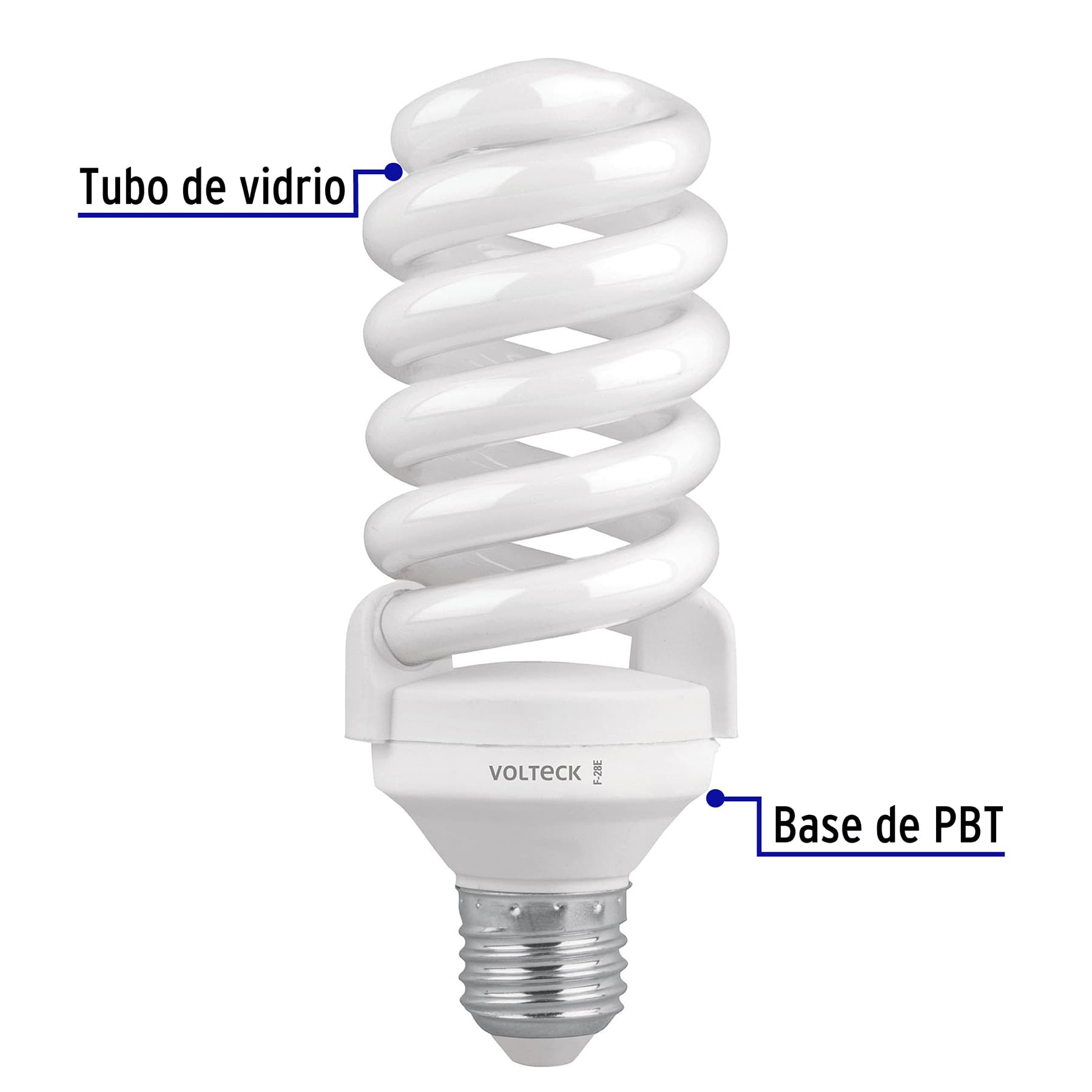 Pack 2 lámparas espiral T4 28 W luz de día, blíster, Volteck | F-28EX2 | 48004