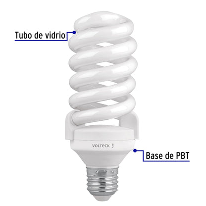 Pack 2 lámparas espiral T4 28 W luz de día, blíster, Volteck | F-28EX2 | 48004