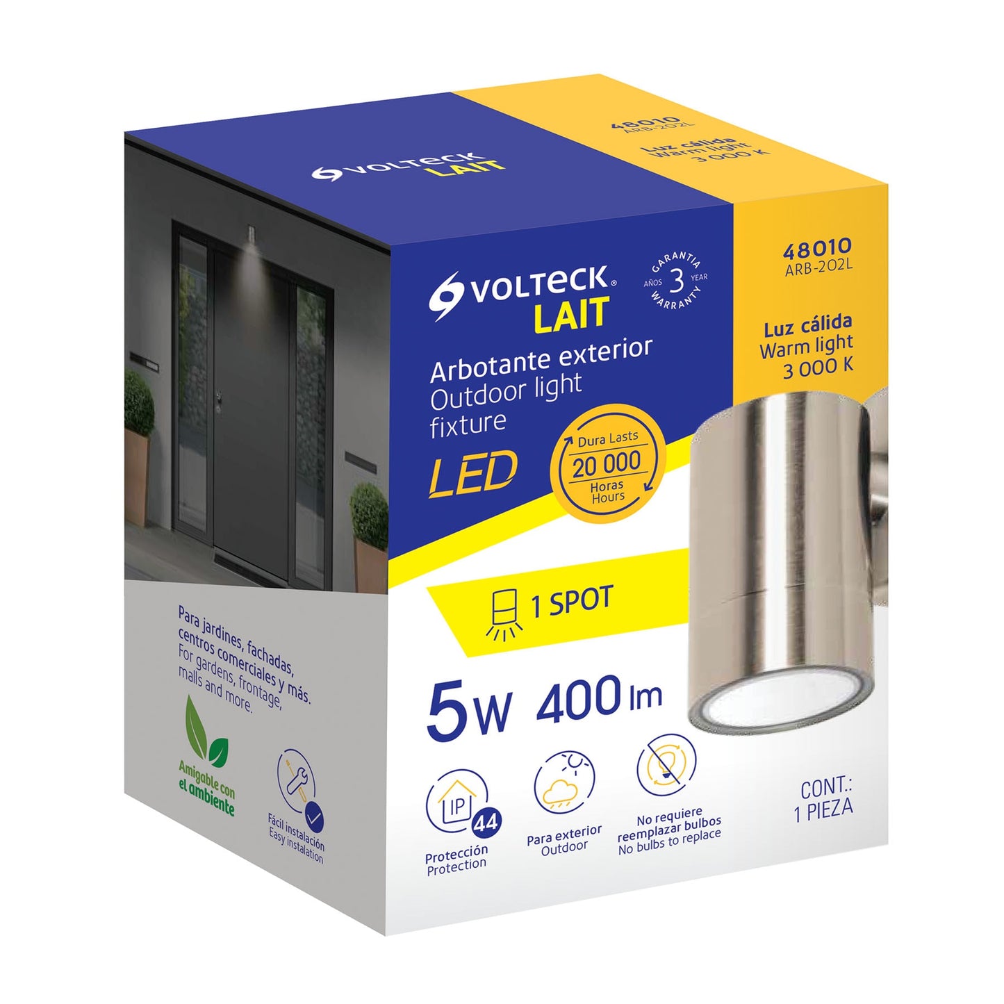 Arbotante satín de LED 5 W de acento 1 spot luz cálida | ARB-202L | 48010