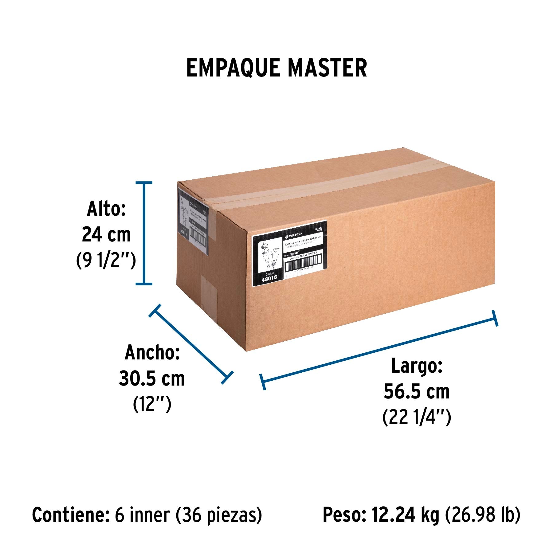 Extensión eléctrica doméstica 5 m clavija plana, blanca | ED-5B | 48018