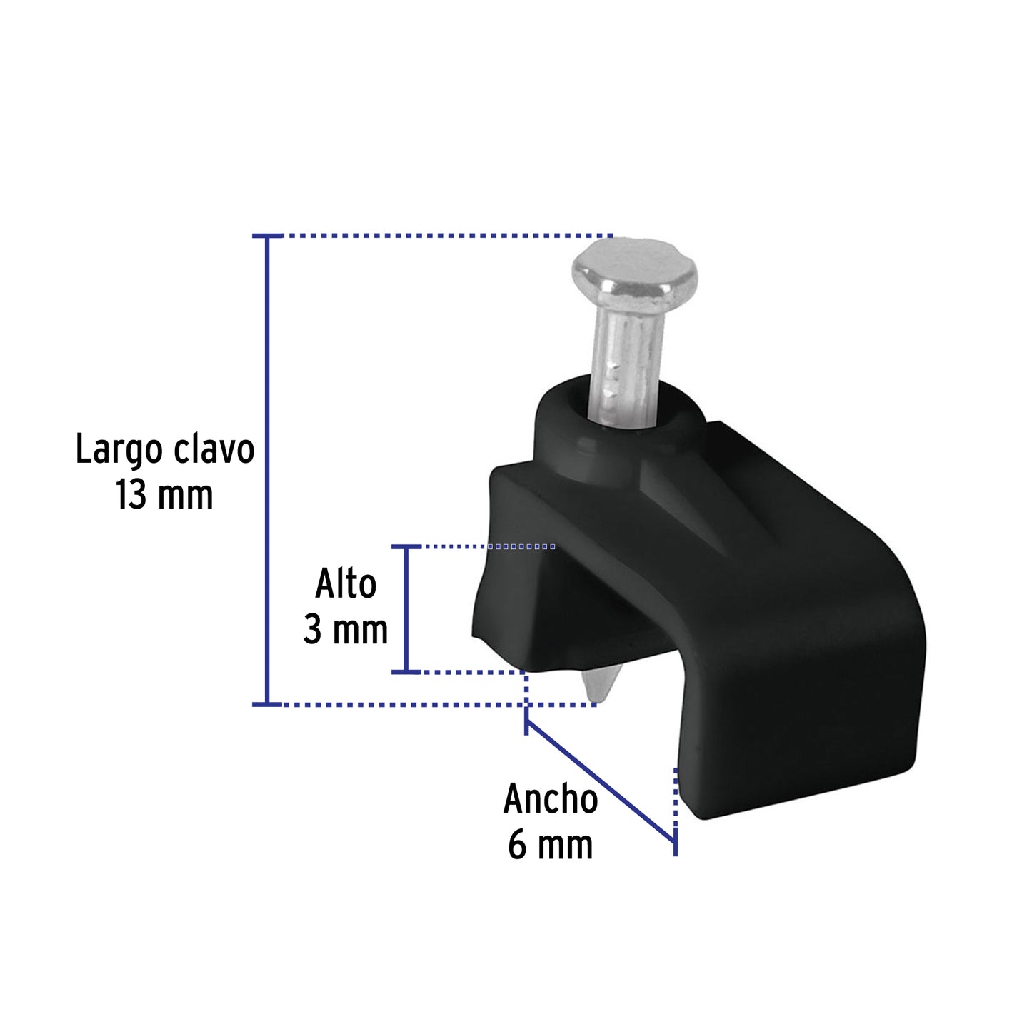 Bolsa con 20 grapas negras de 3 x 6 mm para cable plano | GPL-5N | 48033