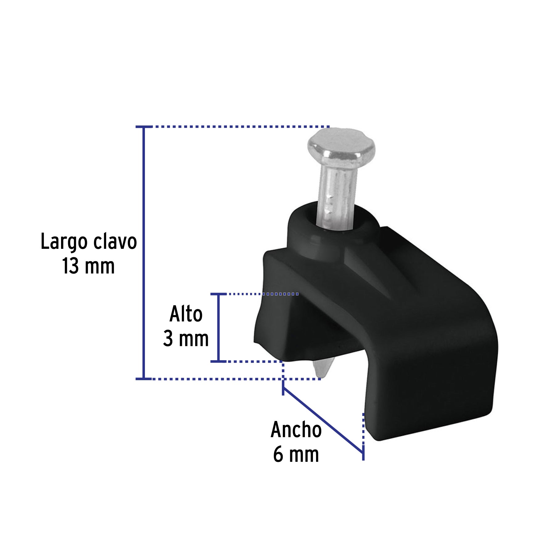 Bolsa con 20 grapas negras de 3 x 6 mm para cable plano | GPL-5N | 48033