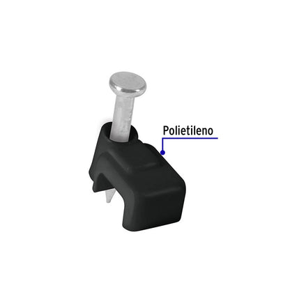 Bolsa con 20 grapas negras de 3 x 6 mm para cable plano | GPL-5N | 48033
