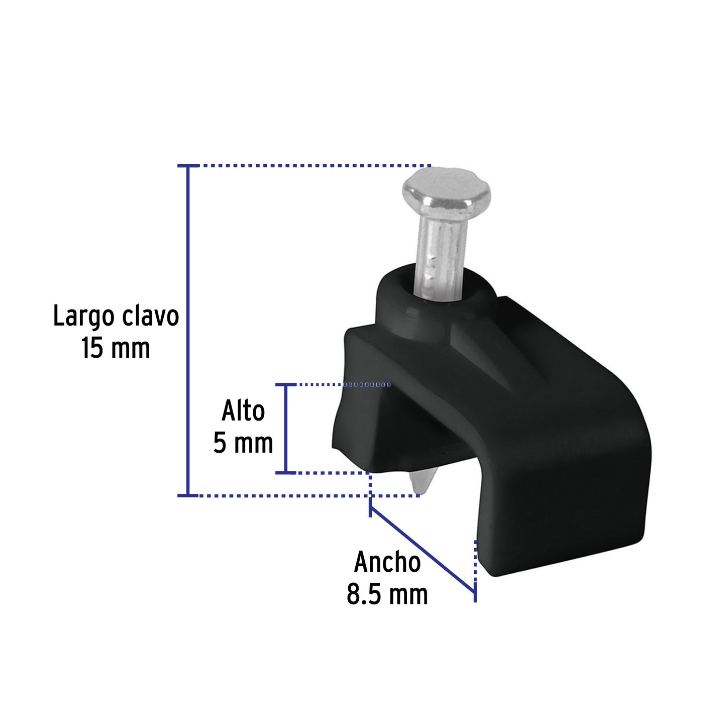 Bolsa con 20 grapas negras de 5 x 8.5 mm para cable plano | GPL-8N | 48034