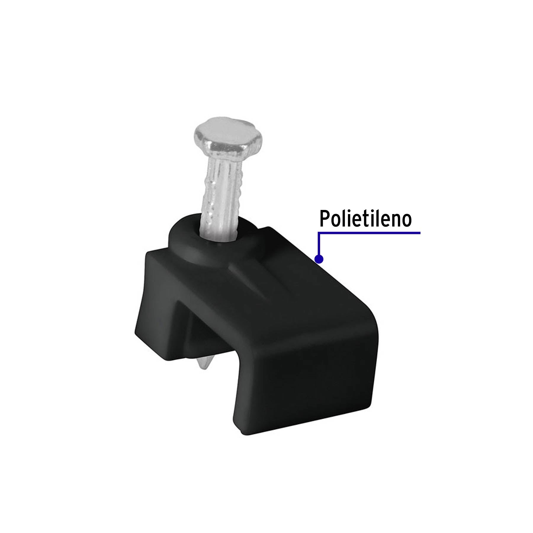 Bolsa con 20 grapas negras de 5 x 8.5 mm para cable plano | GPL-8N | 48034