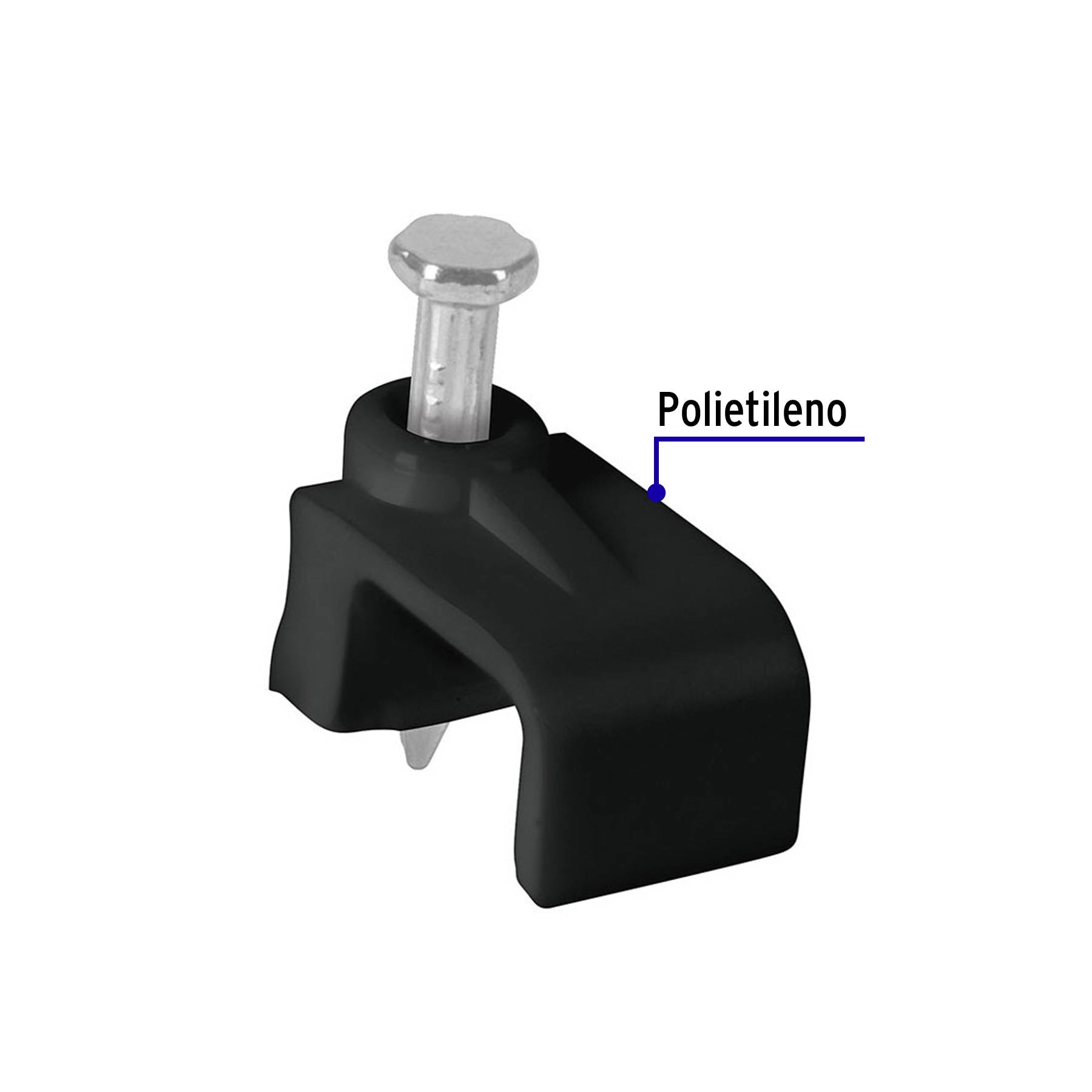 Bolsa con 20 grapas negras de 6 x 9.5 mm para cable plano | GPL-10N | 48035