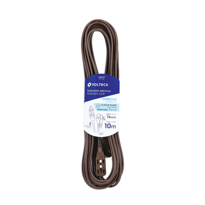 Extensión eléctrica doméstica 10 m clavija plana, café | ED-10C | 48037