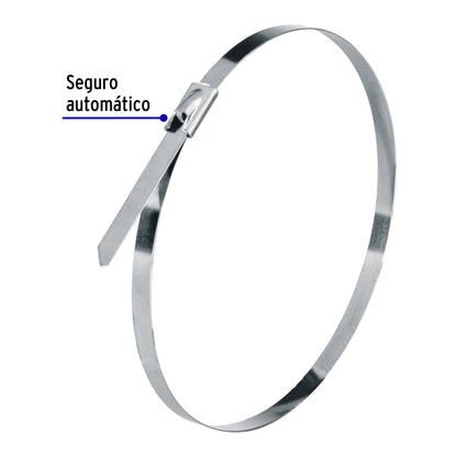 Bolsa con 10 cinchos de 29 cm,acero inoxidable,99 lb,VOLTECK | CINM-20029 | 48040