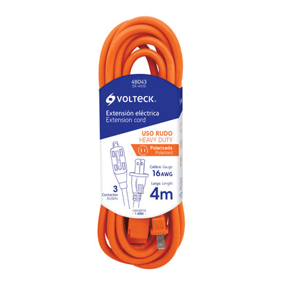 Extensión eléctrica de uso rudo 4 m 2x16 AWG, Volteck | ER-4X16 | 48043