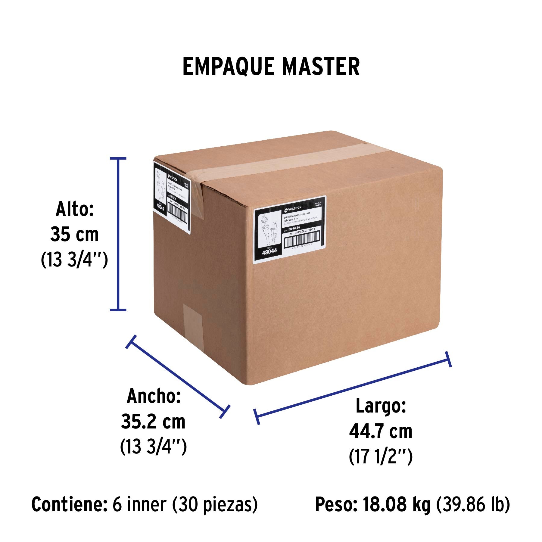 Extensión eléctrica de uso rudo 6 m 2x16 AWG, Volteck | ER-6X16 | 48044