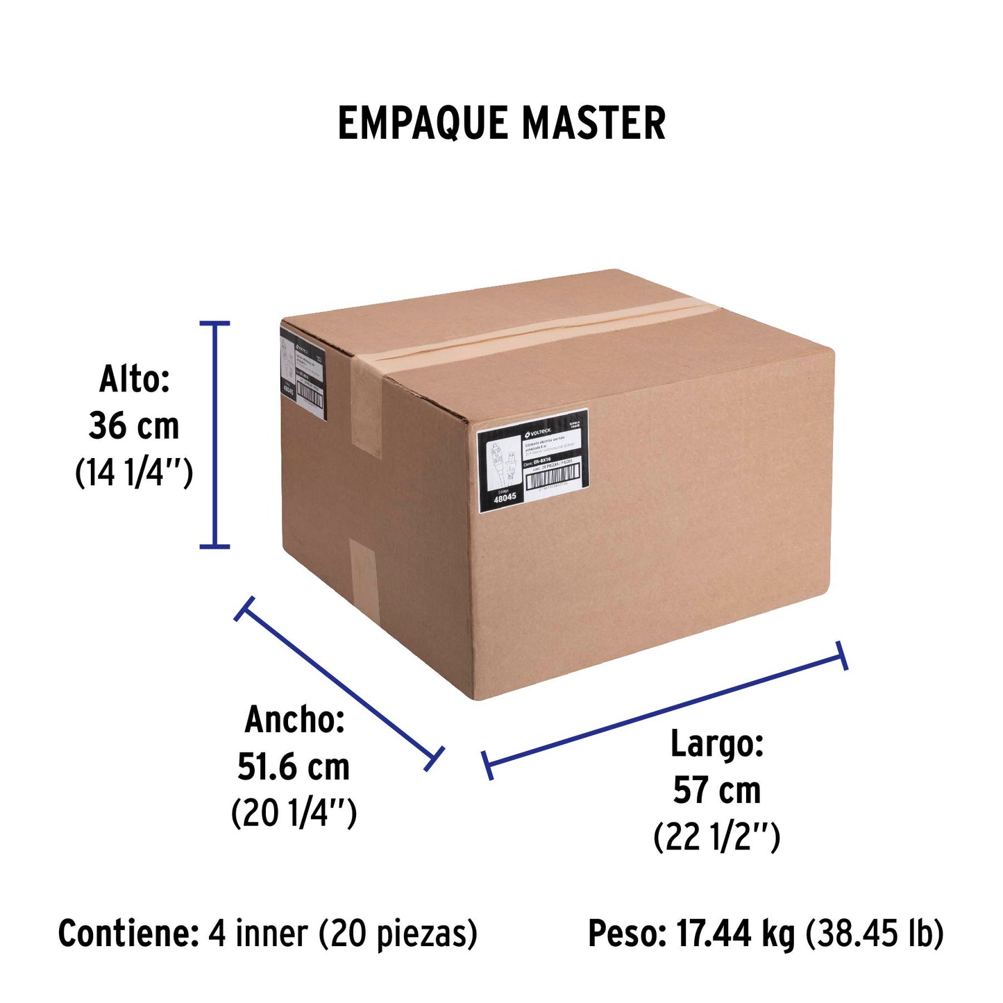 Extensión eléctrica de uso rudo 8 m 2x16 AWG, Volteck | ER-8X16 | 48045
