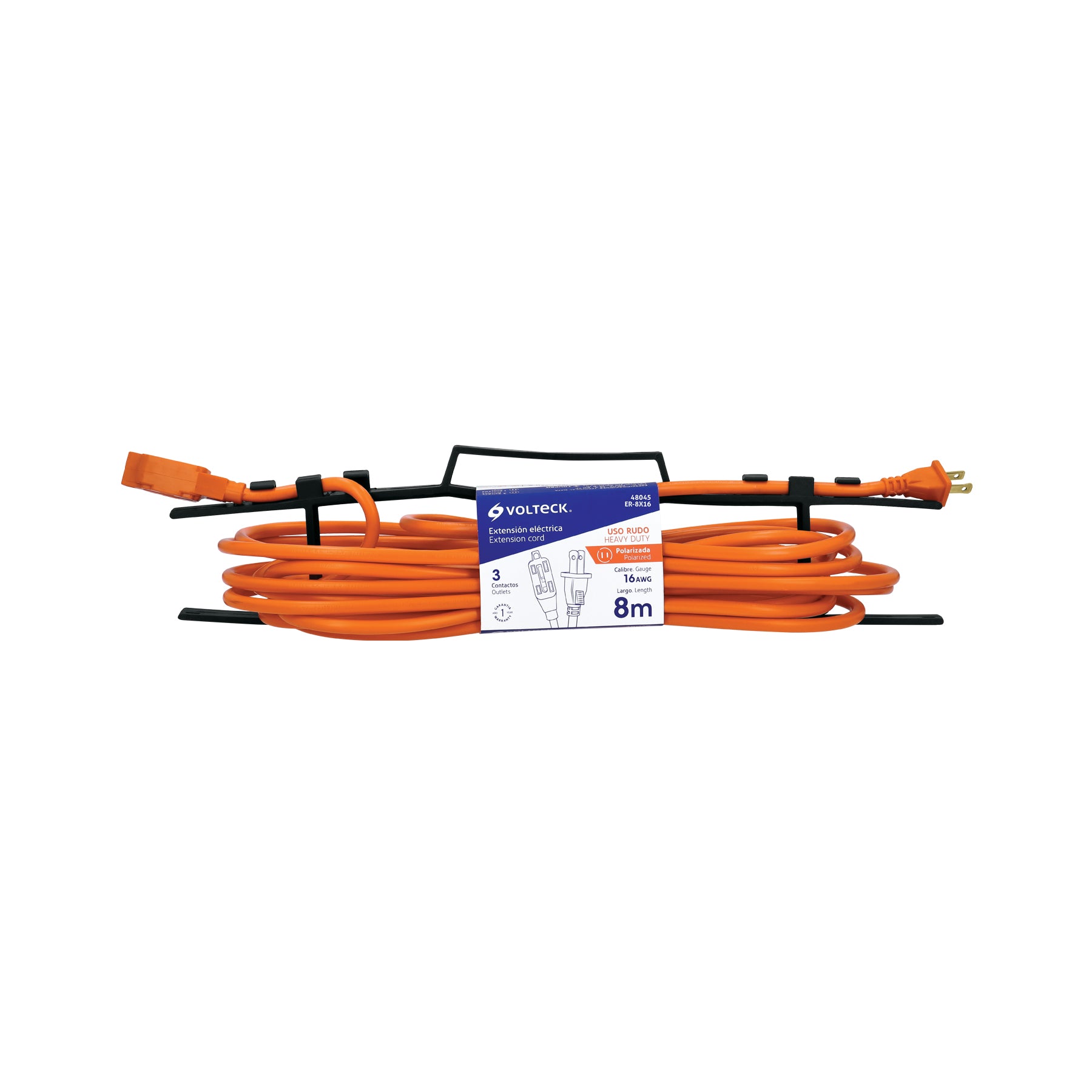 Extensión eléctrica de uso rudo 8 m 2x16 AWG, Volteck | ER-8X16 | 48045