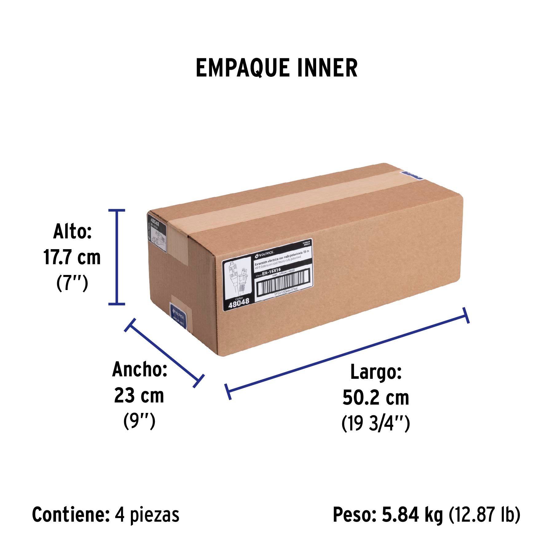 Extensión eléctrica de uso rudo 15 m 2x16 AWG, Volteck | ER-15X16 | 48048
