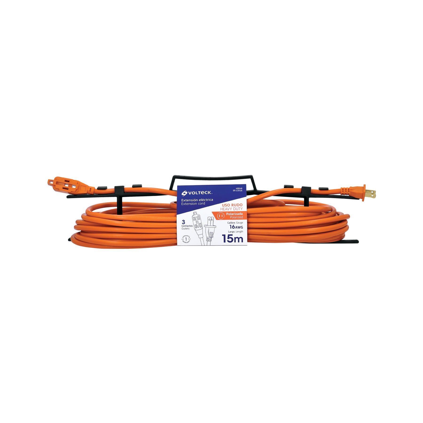 Extensión eléctrica de uso rudo 15 m 2x16 AWG, Volteck | ER-15X16 | 48048