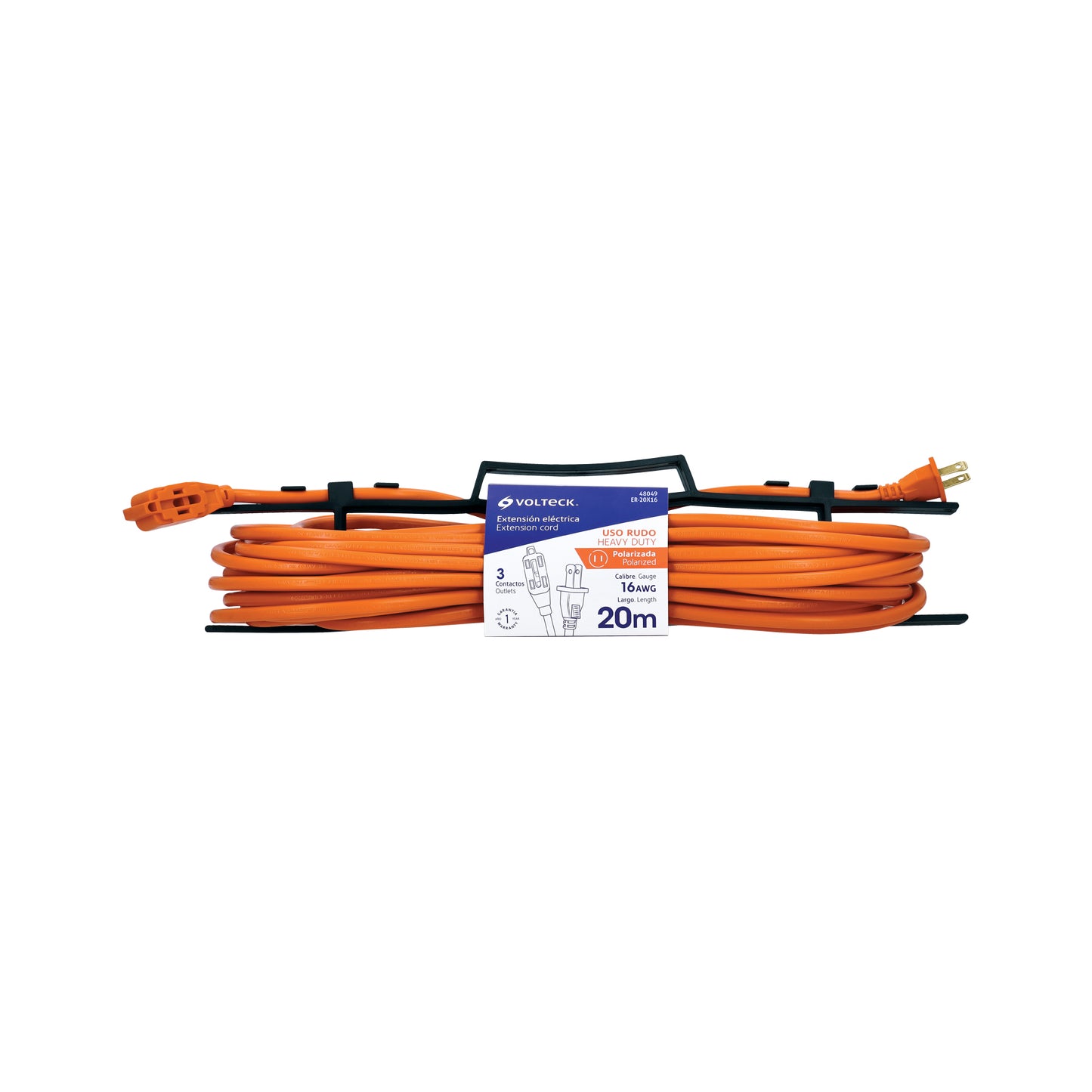 Extensión eléctrica de uso rudo 20 m 2x16 AWG, Volteck | ER-20X16 | 48049