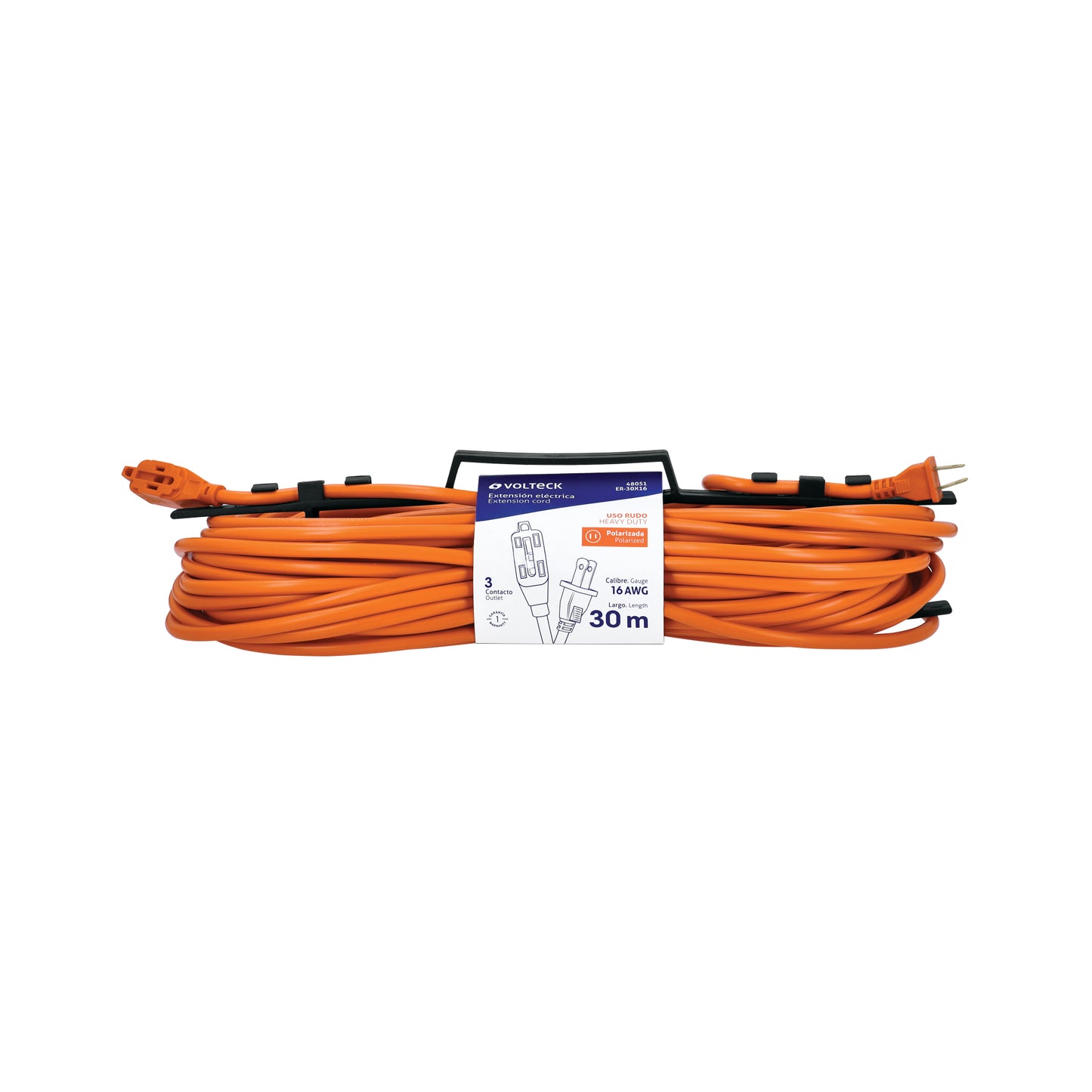Extensión eléctrica de uso rudo 30 m 2x16 AWG, Volteck | ER-30X16 | 48051