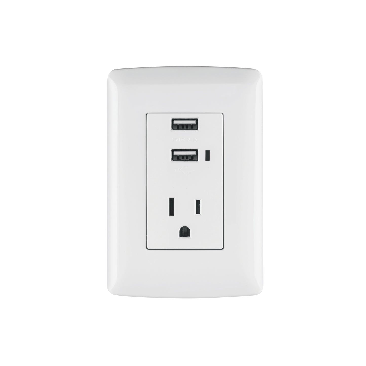Contacto aterrizado + 2 puertos USB, blanco, línea Italiana | COUSB-IB | 48065